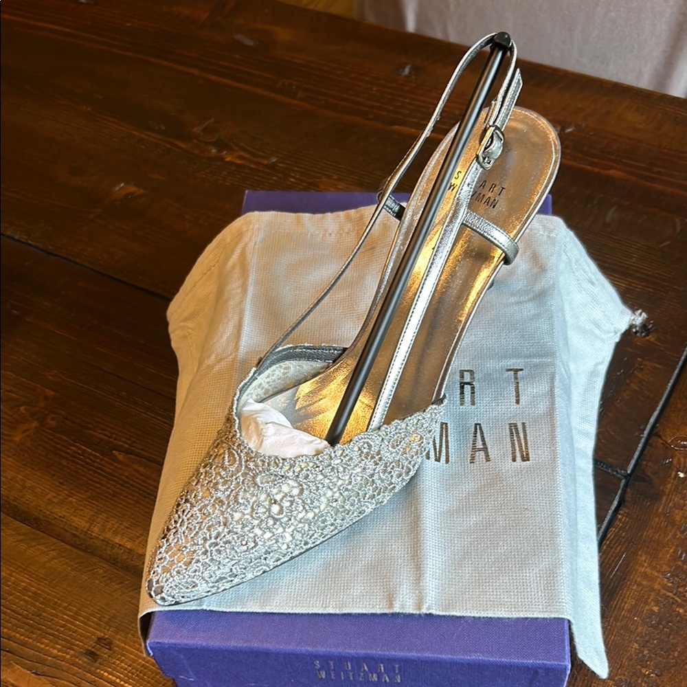 Stuart Weitzman Metallic Lace Heels